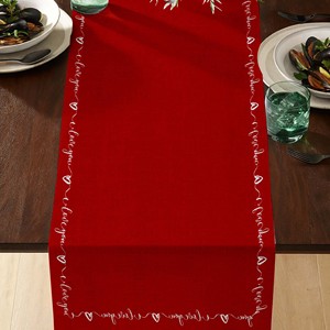 Nouveau chemin de table de luxe, doux et de qualité supérieure, pour table à manger, design brodé, couleur rouge, avec logo personnalisé - Product Image 1