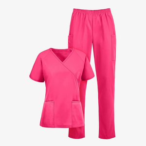 Tenue d'hôpital pour femmes, uniforme médical en tissu tissé, logo personnalisé, spandex, design moderne avec fermeture éclair, pantalon large, mouvements faciles - Product Image 4