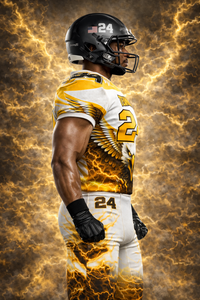 เสื้อฟุตบอลอเมริกันคุณภาพสูง สีขาว เสื้อกีฬา ระบายอากาศได้ดี ผลิตจากผ้าโพลีเอสเตอร์ พิมพ์ลายแบบซับลิเมชั่น ดีไซน์ใหม่ แห้งเร็ว - Product Image 4