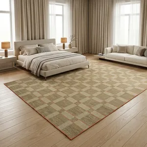 Tapis en laine fait main HILTEX, tissage plat, motif géométrique, moderne, rectangulaire, rembourré, antidérapant, avec envers en nylon - Product Image 2
