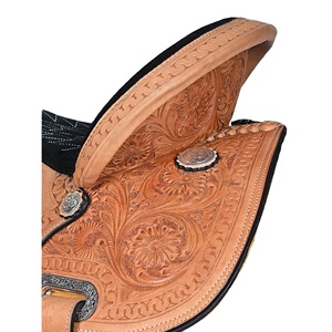 Hecho a mano de cuero genuino de vaca Western Barrel Racing Horse Saddle Comfort Trail Ecuestrian Tooled Tallado Tack Set - Product Image 2
