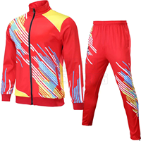 Ensemble de survêtement de football personnalisé OEM, dernier design, impression par sublimation, veste et pantalon de sport en polyester à séchage rapide pour l'entraînement