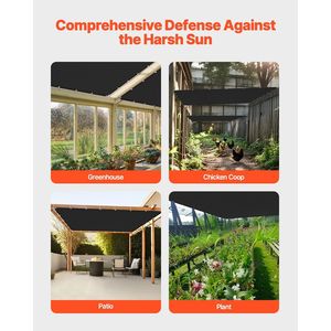 Voile d'ombrage 90% anti-UV 8 x 12 pieds pour pergola avec œillets en acier inoxydable 140 GSM – Voiles et filets d'ombrage pour l'intimité - Product Image 6