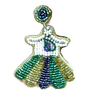 Boucles d'oreilles pendantes uniques et élégantes, style gâteau du roi du Mardi Gras, perlées, pour festival de carnaval, accessoires de créateur - Product Image 1