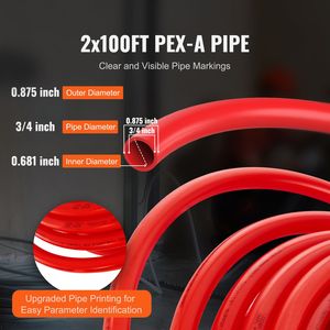Tubo Flessibile in Plastica PEX-a da 3/4 di Pollice, 2 x 100 Piedi di Lunghezza, per Linee Acqua Calda/Fredda, Facile Installazione - Product Image 2