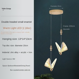 Luminaire suspendu LED moderne nordique en acier inoxydable et verre, design papillon, 5W, taille moyenne - Product Image 5