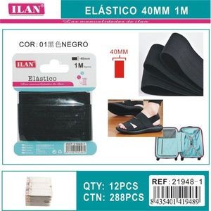 Fascia Elastica ILAN 40mm 1m Nera per Artigianato e Abbigliamento - Product Image 1