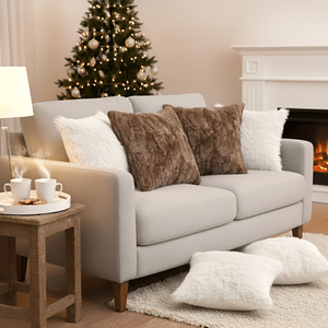 SOGA 6-Piece Decorative <b>Pillow</b> Set 45cm Pure White Textured and 2 Luxe Brown Fur Plush <b>Pillow</b> Covers for <b>Sofa</b> Bedroom - Product Image 6