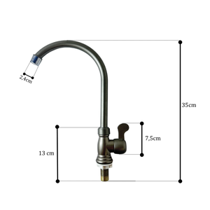 Robinet de cuisine moderne à eau froide KSOM-49T2T KSOM-49T2XX de haute qualité, avec bouton, col de cygne, montage sur plan, finition chromée, ABS - Product Image 3