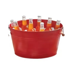 Decorative Metal Ice Beverage Tub Stainless Steel Ice Cooler Bucket <b>Wine</b> Beer Chiller Tub Wedding Party Use - Product Image 1