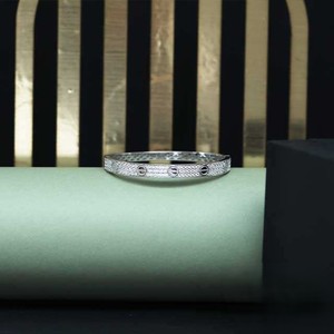 Geometric 925 <b>Silver</b> <b>Cuff</b> <b>Bracelet</b> Rhodium Plated Crystal Inlay Minimalist Unisex Everyday Wear - Product Image 2