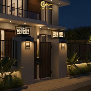 Lámpara LED de 300 lm para pilares de puerta, Vietnam CM Decor, para exteriores/paredes/villas/jardines, negra, 1 año de garantía, acero/inox, luz constante, CA 220V (± 10%) - Product Image 6