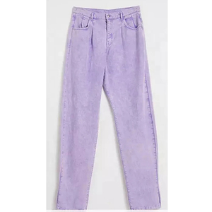 Pantalones Vaqueros Morados de Cintura Alta y Pierna Recta para Hombre, Estilo Casual, Algodón Lavado, Transpirables, Corte Regular, Primavera 2026 - Product Image 1