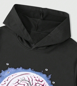 Conjunto de Sudadera con Capucha y Pantalones Deportivos para Hombre, Diseño Casual con Estampado de Letras y Llamas, Hombros Caídos, Venta al Por Mayor - Product Image 4