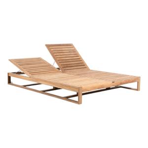 Chaise longue double moderne d'extérieur en teck, lit de repos inclinable de luxe réglable pour 2 personnes, pour jardin, bord de piscine, hôtel - Product Image 5