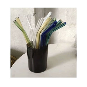 Ensemble de pailles élégantes en verre transparent pour fêtes, cafés et divertissements à domicile avec outils de nettoyage pratiques - Product Image 3