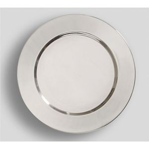 Platos de Presentación Redondos de Acero Inoxidable Plateado de Lujo, Platos Decorativos para Servir la Cena, Platos Base para Bodas y Fiestas - Product Image 1
