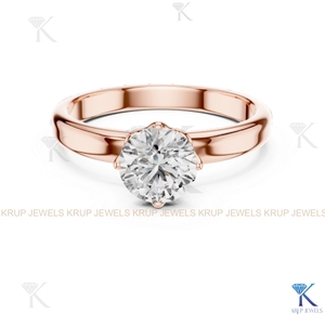 Anillo de compromiso solitario con diamante cultivado en laboratorio, corte redondo, E VVS2, certificado IGI, en oro macizo con engaste de corona, estilo filigrana vintage. - Product Image 5