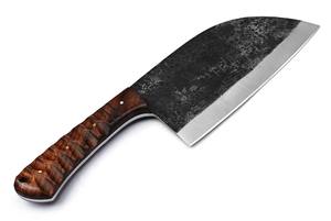 Cuchillo de Carnicero Nórdico Forjado a Mano de Acero al Carbono con Mango de Madera Antideslizante y Funda, Espiga Completa, Ambidiestro - Product Image 4
