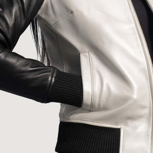 Chaqueta Bomber de Cuero Plateado Ecológica con Bordado 3D, Acolchada, Transpirable, para Mujer, Estilo Motero, con Cuello Alto y Desmontable - Product Image 4