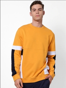 Sudadera de Cuello Redondo Amarilla para Hombre, Corte Regular, Bloques de Color, Informal, Tejida, 100% Algodón, para Otoño - Product Image 2