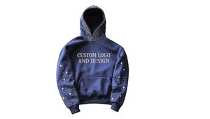 เสื้อฮู้ดดี้สตรีทแวร์ประดับเพชรเทียมสั่งทำพิเศษ ทรงโอเวอร์ไซส์ ไหล่ตก ทรงบ็อกซี่  ขั้นต่ำ 10 ตัว ผ้าฝ้ายฟลีซ พิมพ์ลาย DTG DTF ปักลาย - Product Image 5