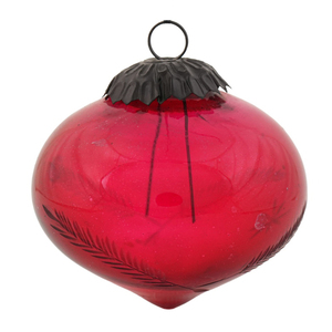 Ornement de Noël en verre rouge texturé en forme d'oignon, boule suspendue pour décoration de sapin festif, vente en gros - Product Image 1