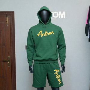 Wholesale Custom Logo Autumn Fleece Heavyweight Breathable Waffle Hoodie <b>Set</b> Streetwear Joggers Two-piece Windproof Sweat Suit - Product Image 2