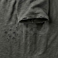 T-shirt personnalisé pour homme avec broderie vieillie, design vintage, tissu tricoté, coupe oversize, écologique, séchage rapide