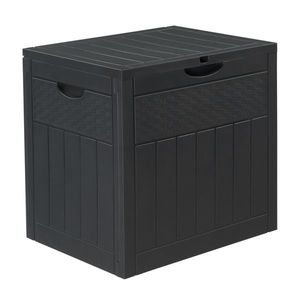 Contenitore da Giardino Quadrato in Legno e Rattan Sintetico Grigio da 33 Galloni - Product Image 3