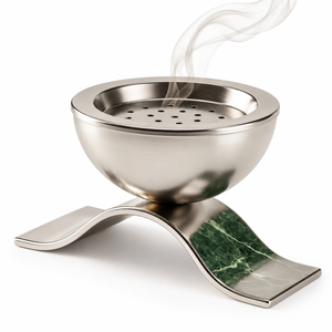 Ensemble de brûleurs d'encens en résine effet marbre faits à la main avec insert et couvercle en acier inoxydable, brûleur de parfum décoratif pour la maison, vente en gros - Product Image 2