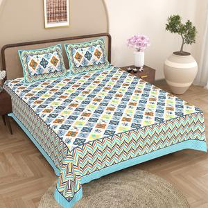 Juego de Sábanas Estampadas a Mano 100% Algodón Indio al por Mayor con Dos Fundas de Almohada con Cierre de Cremallera - Product Image 1