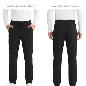 Pantalones Médicos para Hombre, Negros, 180 GSM, Poliéster y Spandex, Transpirables, con Logotipo Personalizado Bordado, Impresión por Transferencia de Calor, Uniforme Médico - Product Image 1