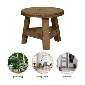 Mini Wooden <b>Stool</b> Plant Stand Flowerpot Rack for Indoor Outdoor Home <b>Garden</b> Office Table Decorative Display Stand - Product Image 5