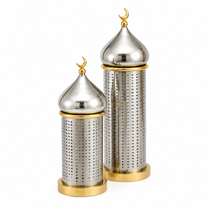 Decoración Plateada para Ramadán, Torre Minarete de Metal Martillado, Decoración Islámica para el Hogar, Adorno de Luna Creciente para Eid Mubarak - Product Image 6
