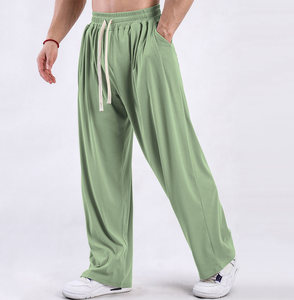 Bangladesh China OEM Embroidery Printed Design Men's Summer New Style <b>Elastic</b> <b>Waist</b> Casual Straight Leg <b>Jeans</b> Wide-leg Trousers - Product Image 1