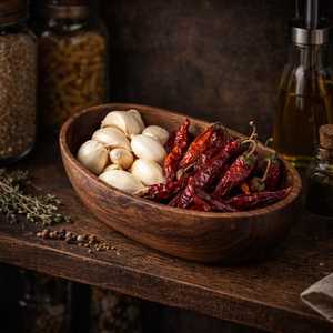 Tazón de Madera de Acacia Hecho a Mano, Diseño Creativo en Forma de Bote, Vajilla Moderna de Lujo para el Hogar, para Postres, Frutas y Ensaladas de Kimchi - Product Image 6