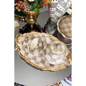 Set di 2 tazze da tè a scacchi grigio oro - Product Image 3