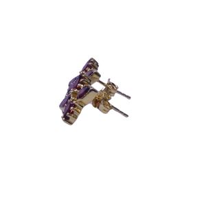 Parure de boucles d'oreilles pour femme en argent sterling 925 plaqué or avec pierre précieuse grenat, idéale pour les mariages - Product Image 4