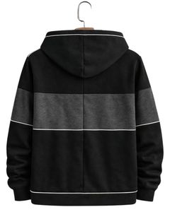 Sudadera con capucha personalizada para hombre, negra y gris carbón, con cremallera, de algodón y forro polar, estilo casual urbano, chaqueta de invierno, fabricante personalizado - Product Image 2