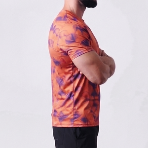 T-shirt extensible pour homme, vêtements de sport, tenue professionnelle, vêtements d'entraînement en plein air, t-shirt à col contrastant pour homme - Product Image 3