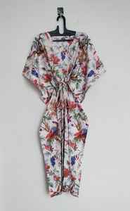 ชุดคลุมชายหาดผ้าฝ้ายทำมือลายพิมพ์นก น้ำหนักเบา สไตล์โบโฮ - Product Image 2