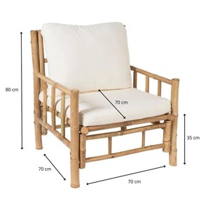 Natural Bamboo Folding <b>Chair</b> Home Decor Garden Dinning <b>Chairs</b> with <b>Cushion</b> Boho Design for Patio Resort Hotel Made in Vietnam - Product Image 4