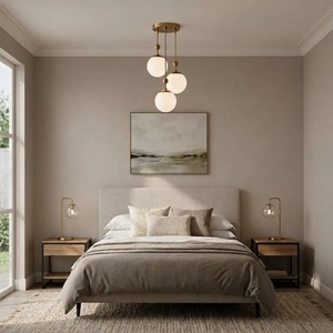 Eye Catching Bronze <b>Ceiling</b> Pendant <b>Light</b> With Three Globe Shades Circular Design Lighting Decoration - Product Image 3
