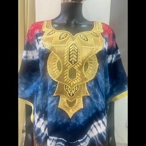 AFRICANO TIE-DYE KAFTAN BOUBOU COLOURFUL ELEGANTE VESTIDOS AFRICANOS CON CUENTAS A MANO - Product Image 5