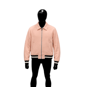 <b>LIGHTWEIGHT</b> MODERN PEACH BOMBER <b>JACKET</b> FOR <b>MEN</b> STREET STYLE Cotton Bamboo Fiber Turn-down Collar Zipper Closure Casual Autumn W - Product Image 1