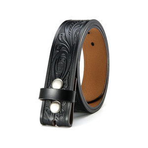 Cinturón Casual de Cuero Vacuno Negro con Hebilla Rectangular Plateada, Duradero, 3.5 cm de Ancho, 110 cm, Impresión por Transferencia de Calor - Product Image 1