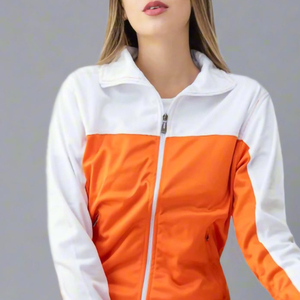 Chándal Deportivo Casual para Mujer, Color Naranja con Bloques de Color, Manga Larga, Cierre Frontal con Cremallera, Bolsillos Laterales, Temporada de Primavera - Product Image 2