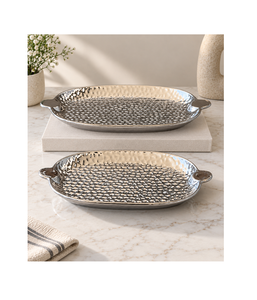 Bandeja de Servicio de Alimentos de Aluminio Martillado de Calidad Deluxe con Diseño Maravilloso para Servir Dulces y Chocolates Decorativos - Product Image 1