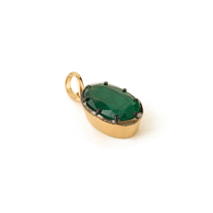 Diseño único hecho a mano con esmeralda auténtica, colgante de piedra única en oro amarillo macizo de 18K con baño de rodio negro, regalo para mamá, joyería fina. - Product Image 3